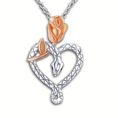 Heart Snake Pendant Necklace Rose Pendant Women's Banquet Jewelry