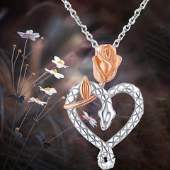 Heart Snake Pendant Necklace Rose Pendant Women's Banquet Jewelry