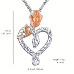 Heart Snake Pendant Necklace Rose Pendant Women's Banquet Jewelry