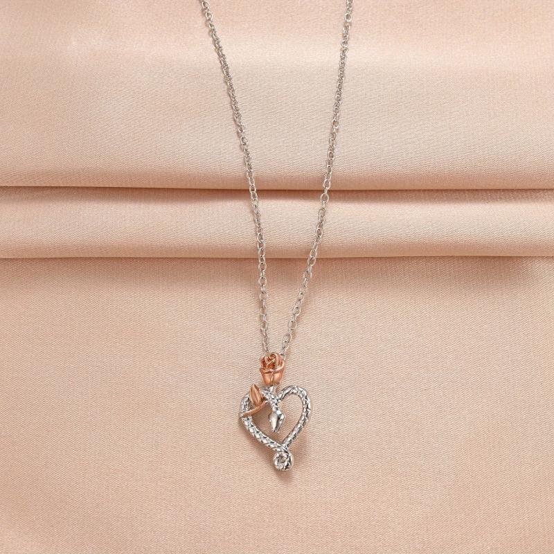 Heart Snake Pendant Necklace Rose Pendant Women's Banquet Jewelry