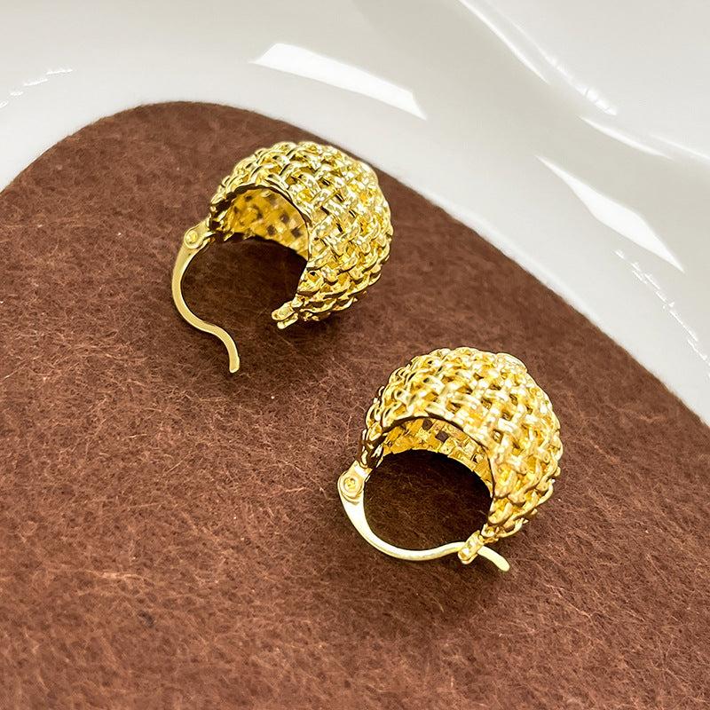 Hollow Alloy Round Electroplated Earrings for Women