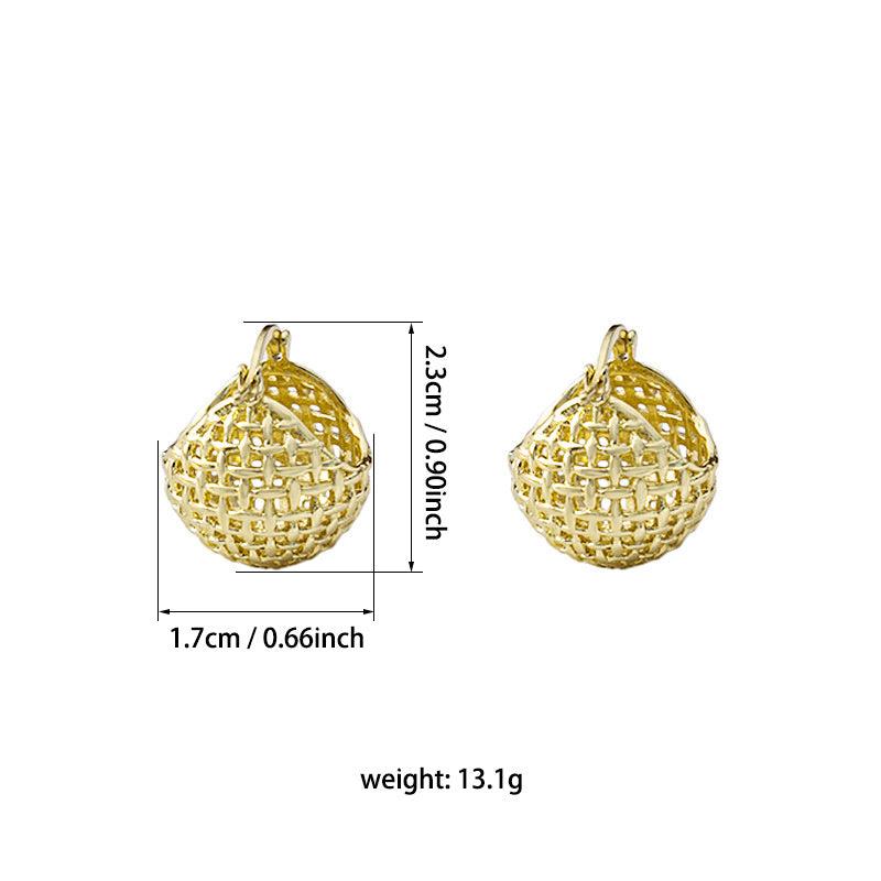 Hollow Alloy Round Electroplated Earrings for Women