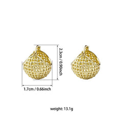Hollow Alloy Round Electroplated Earrings for Women