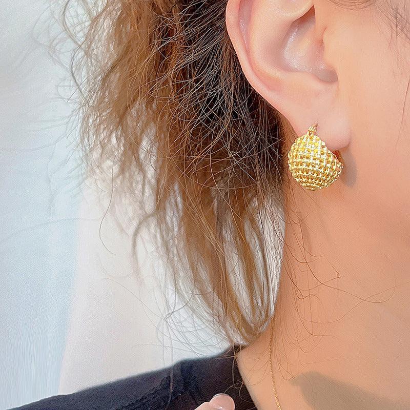 Hollow Alloy Round Electroplated Earrings for Women