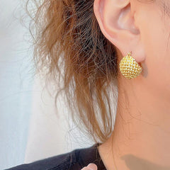 Hollow Alloy Round Electroplated Earrings for Women