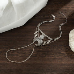 Vintage Silvery Leaf Tassel Upper Arm Bracelet Women Jewelry