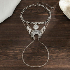 Vintage Silvery Leaf Tassel Upper Arm Bracelet Women Jewelry
