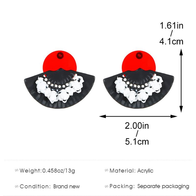 Chinese Style 3D Relief Fan Earrings