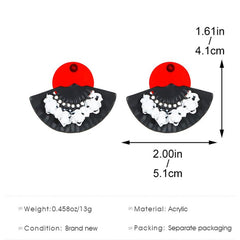 Chinese Style 3D Relief Fan Earrings