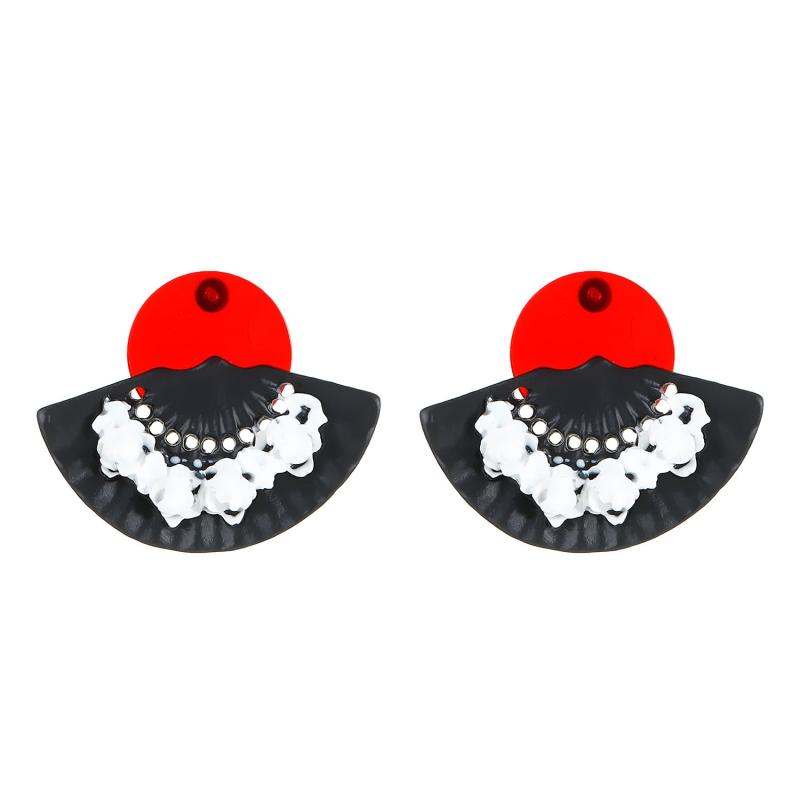 Chinese Style 3D Relief Fan Earrings