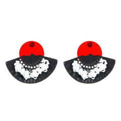 Chinese Style 3D Relief Fan Earrings