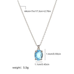 Sky Topaz Gemstone Necklace with Rhinestone Pendant
