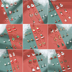Christmas Snowflake Bell Earring Set Cartoon Cane Elderly Man Earrings Female