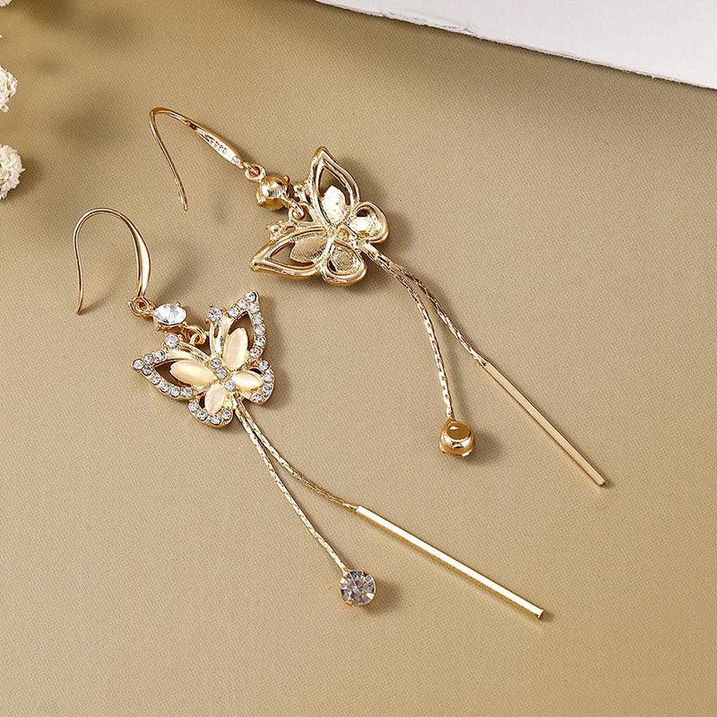 Butterfly Tassel Opal Stone Water Drop Earrings Halloween Gift