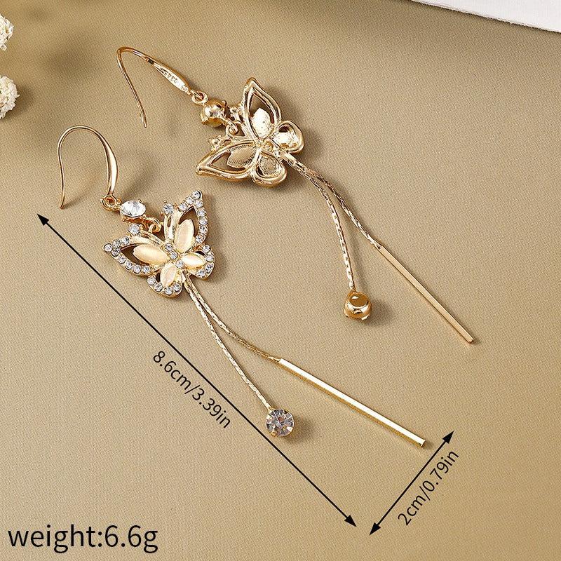 Butterfly Tassel Opal Stone Water Drop Earrings Halloween Gift
