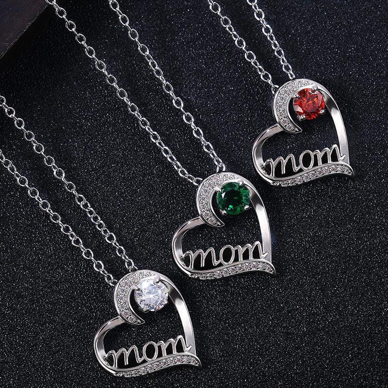 Mother's Love Gemstone Pendant Necklace - Mom Necklace Women