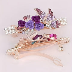 Rose Flower Butterfly Hair Clip for Spring