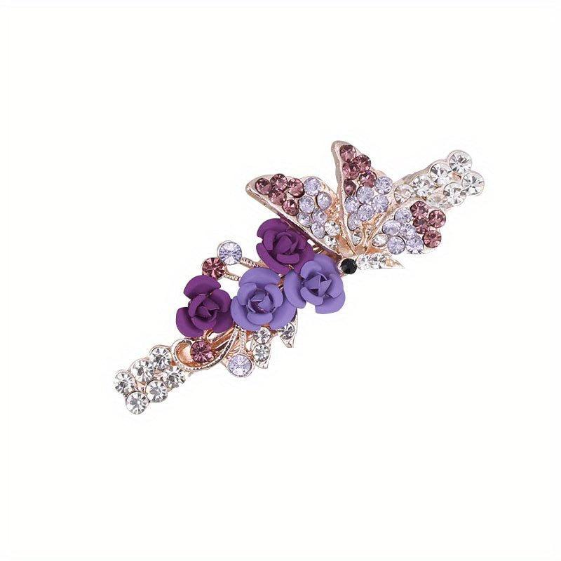 Rose Flower Butterfly Hair Clip for Spring