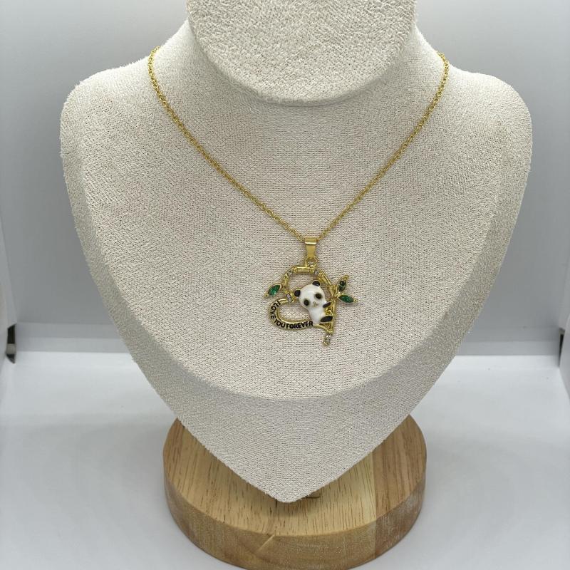 Love Declaration Heart Panda Bamboo Pendant Necklace Anniversary Gift