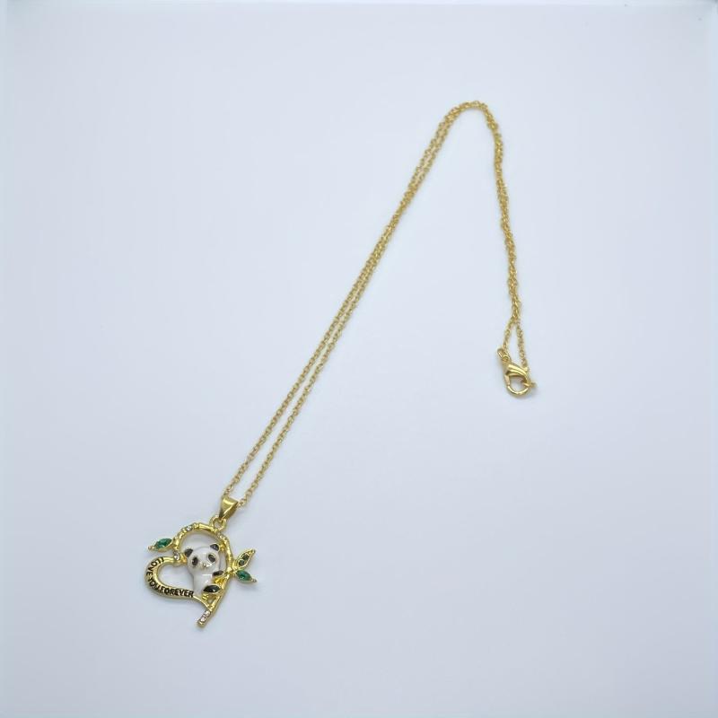 Love Declaration Heart Panda Bamboo Pendant Necklace Anniversary Gift