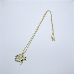 Love Declaration Heart Panda Bamboo Pendant Necklace Anniversary Gift