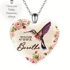 Crystal Pendant Necklace Flowers Bird English Birthday Gift