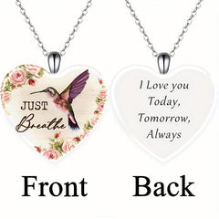 Crystal Pendant Necklace Flowers Bird English Birthday Gift