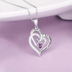 Pink Crystal Heart Pendant Necklace Women Jewelry Romantic Birthday Gift