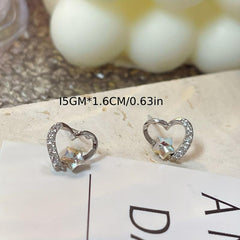Hollow Love Earrings Female Sweet Star Stud Ear Jewelry