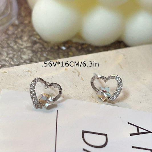 Hollow Love Earrings Female Sweet Star Stud Ear Jewelry