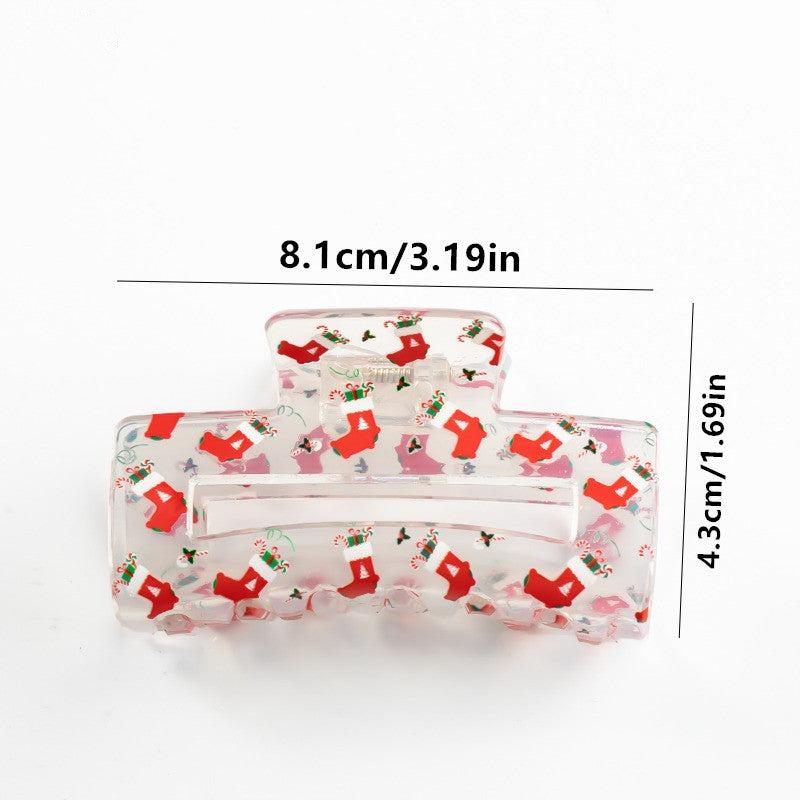 Acrylic Christmas Clip Headdress Cartoon Pattern Snowman Elk Christmas Tree