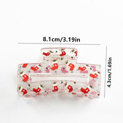 Acrylic Christmas Clip Headdress Cartoon Pattern Snowman Elk Christmas Tree