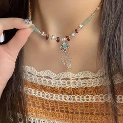 Ethnic Style Peace Lock Necklace All Match Clavicle Chain