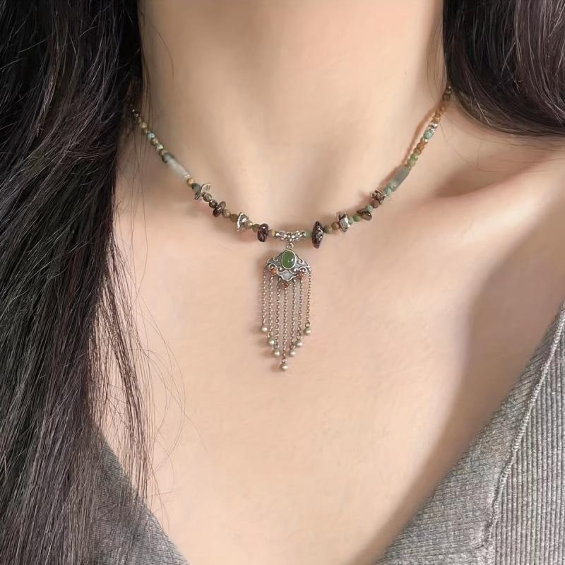 Ethnic Style Peace Lock Necklace All Match Clavicle Chain