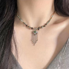Ethnic Style Peace Lock Necklace All Match Clavicle Chain