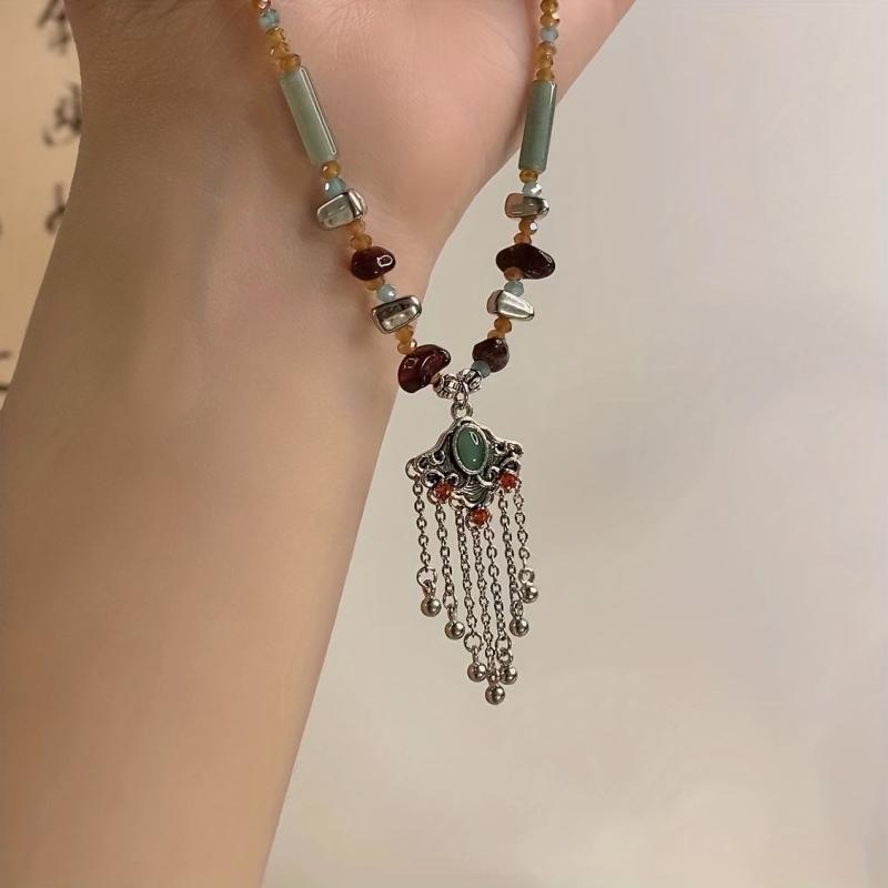 Ethnic Style Peace Lock Necklace All Match Clavicle Chain
