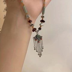 Ethnic Style Peace Lock Necklace All Match Clavicle Chain
