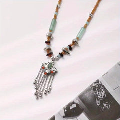 Ethnic Style Peace Lock Necklace All Match Clavicle Chain