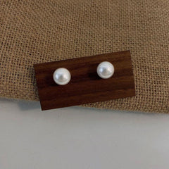 Vintage Faux Pearl Stud Earrings 6 8 10mm Female Wear