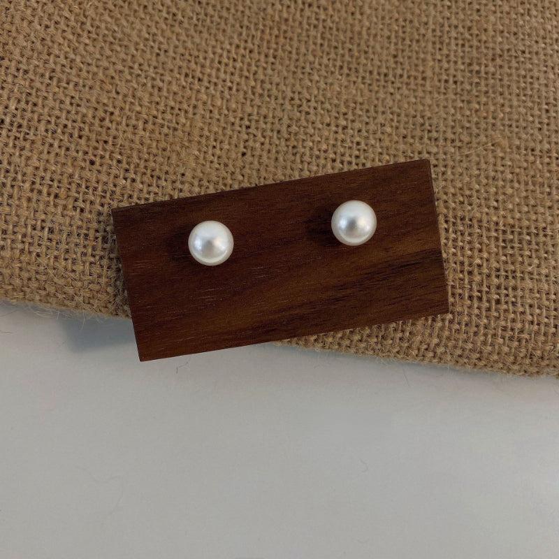 Vintage Faux Pearl Stud Earrings 6 8 10mm Female Wear