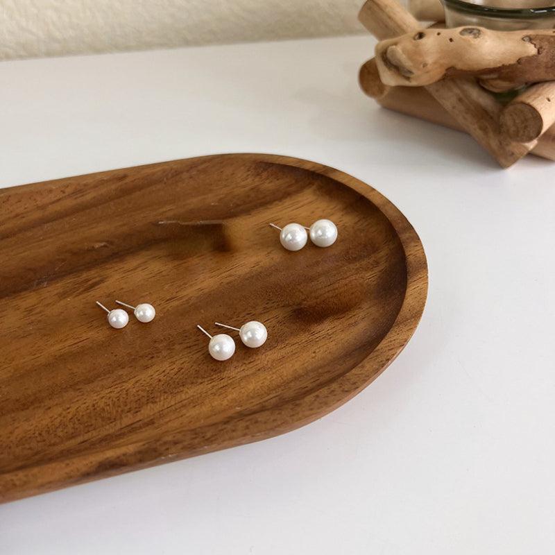 Vintage Faux Pearl Stud Earrings 6 8 10mm Female Wear