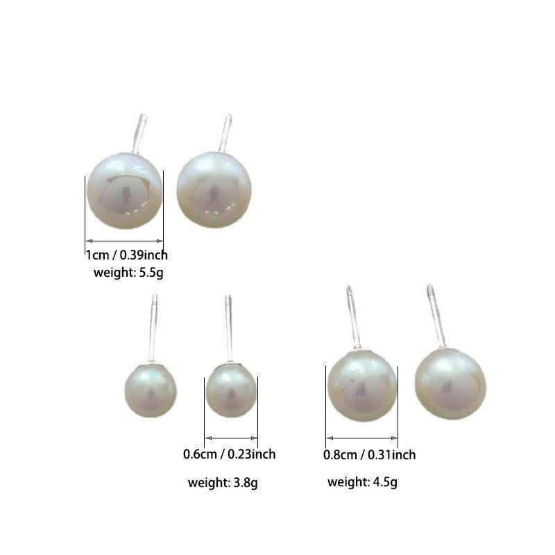 Vintage Faux Pearl Stud Earrings 6 8 10mm Female Wear