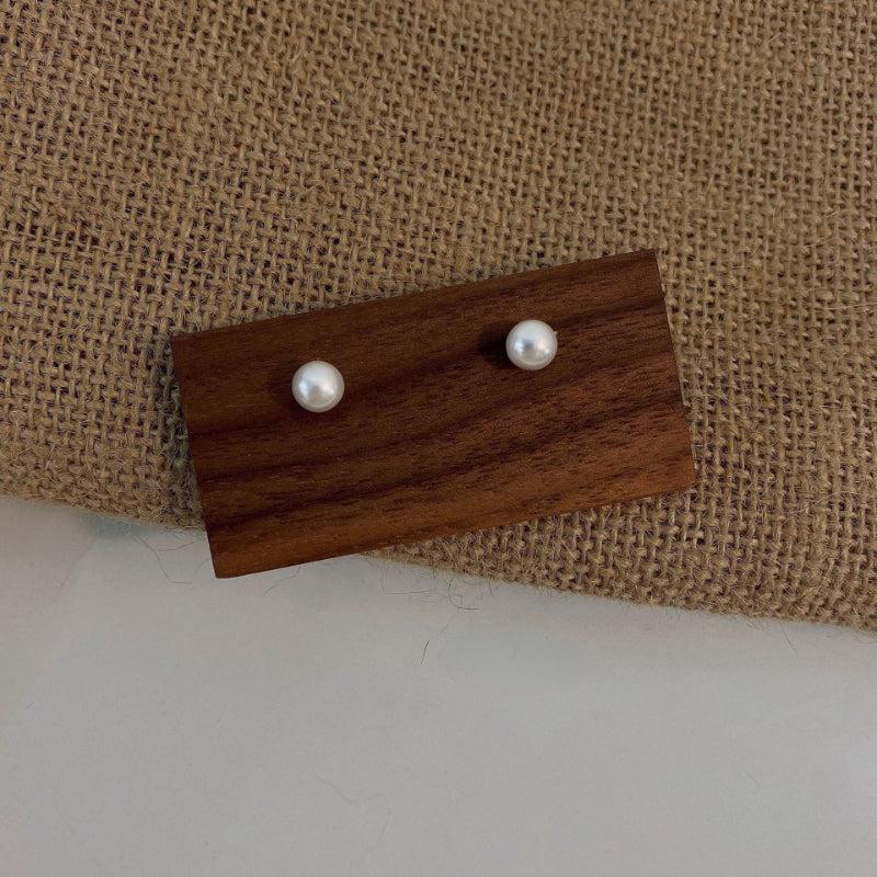 Vintage Faux Pearl Stud Earrings 6 8 10mm Female Wear