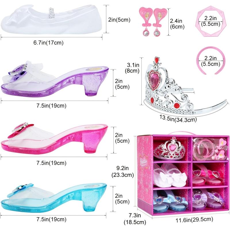 Princess Dress Up Shoes Set with Tiara, Earrings, Bracelets