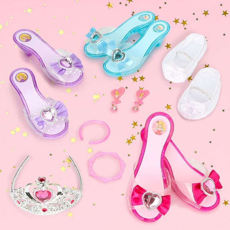 Princess Dress Up Shoes Set with Tiara, Earrings, Bracelets