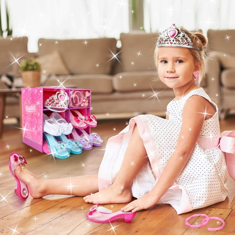 Princess Dress Up Shoes Set with Tiara, Earrings, Bracelets