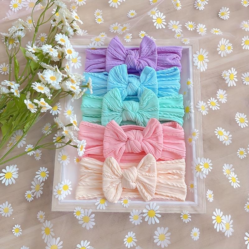 6 Baby Headband Set Soft Nylon Bow No Skin Irritation