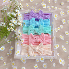 6 Baby Headband Set Soft Nylon Bow No Skin Irritation