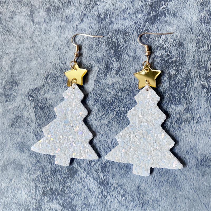 Acrylic Christmas Tree Glitter Earrings Christmas Gift Party Jewelry