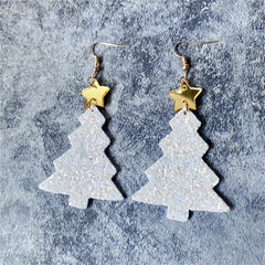 Acrylic Christmas Tree Glitter Earrings Christmas Gift Party Jewelry
